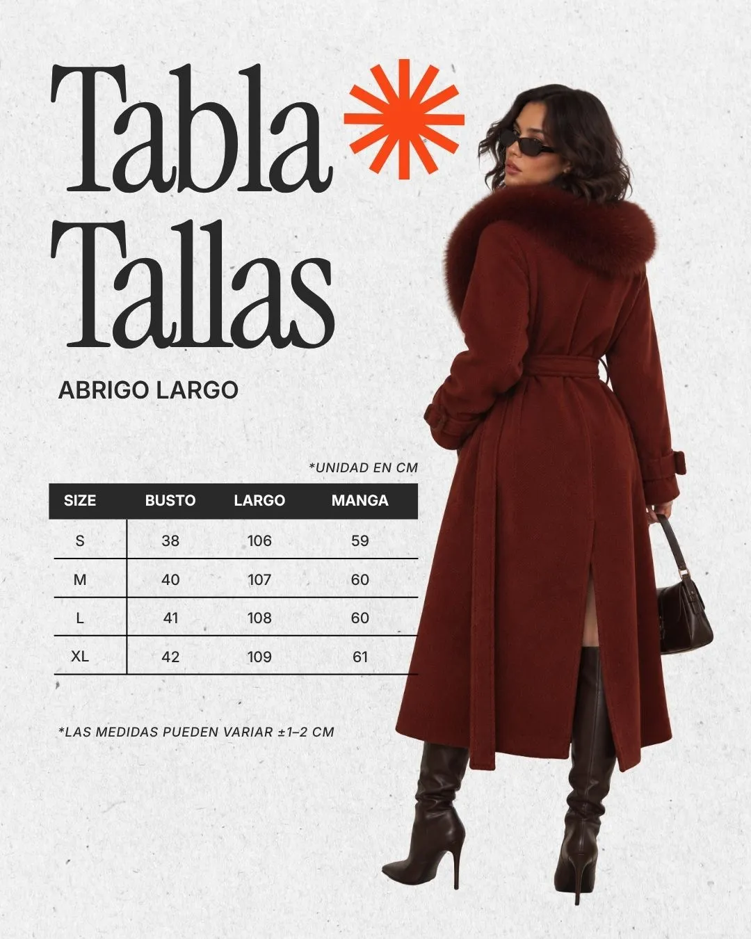 M01 Abrigo con pelo - ROJO gRIS 15262